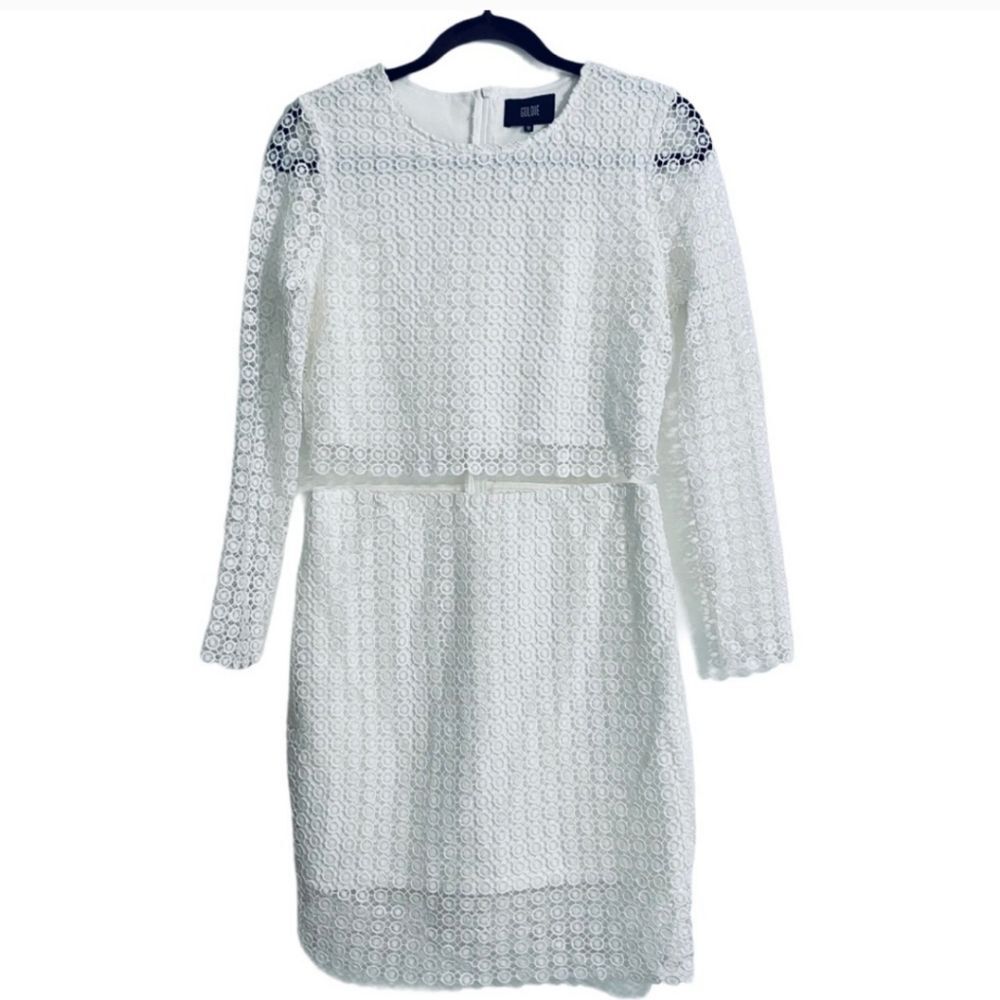 Goldie Crochet Lined Dress Mesh Midriff Dress Off White Size M